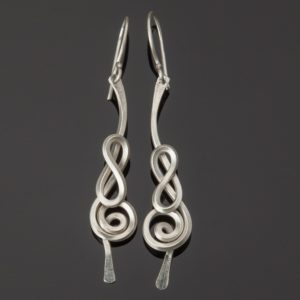 musical note silver earrings