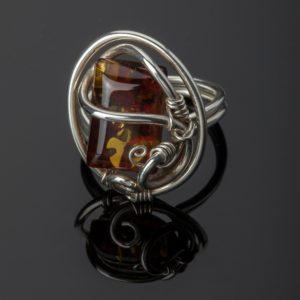 Silver Amber ring