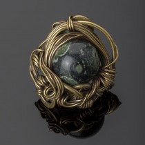 brass and jasper cocktail ring